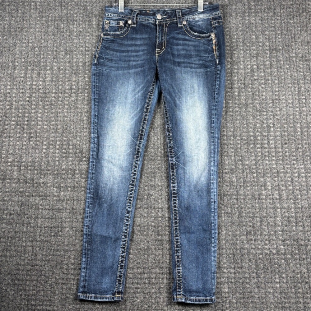 Miss Me JE8553ESR Mid-Rise Easy Skinny Embellished Wing Jeans 29 (Fits 32x31)